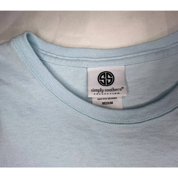 Simply Southern Women's T-Shirt Light Ice Blue with Crab Print on Back Medium - Picture 5 of 6